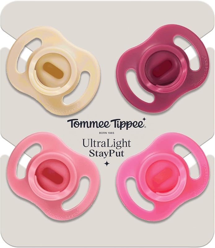Sucette Ultra-légère Toujours en Place, 6-18 Mois, Lot de 4, Tétine Orthodontique, Conception Monobloc en Silicone