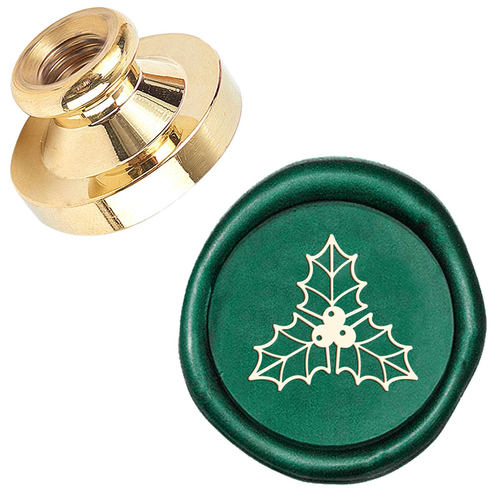 CRASPIRE Christmas Holly Sealing Wax Stamp X'MAS EVE Merry 25mm Replaceable Brass Head for Invitations Envelope Cards Holiday