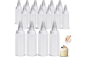 16 Pcs 6 oz Plastic Squeeze Bottles Squeezing Applicator Writer Bottle Cookie Icing Sugar Decorating Supplies for Food Colori