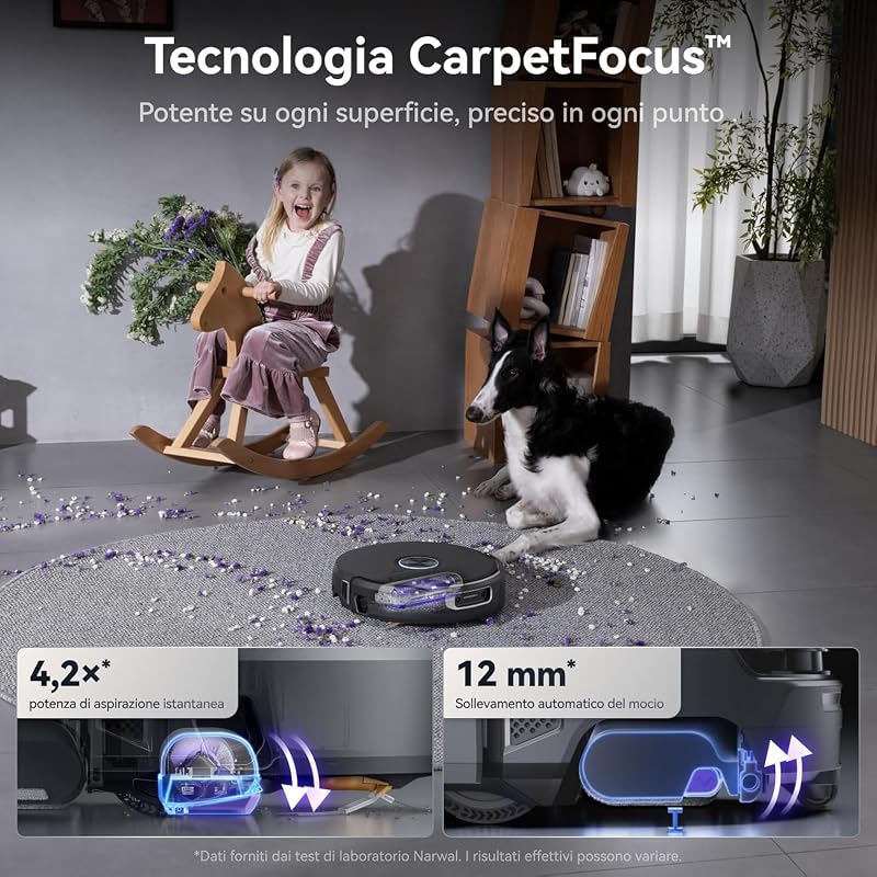 Flow 2 Robot Aspirapolvere Lavapavimenti con FlowWash Track Mop,Nero — foto 6 di 8
