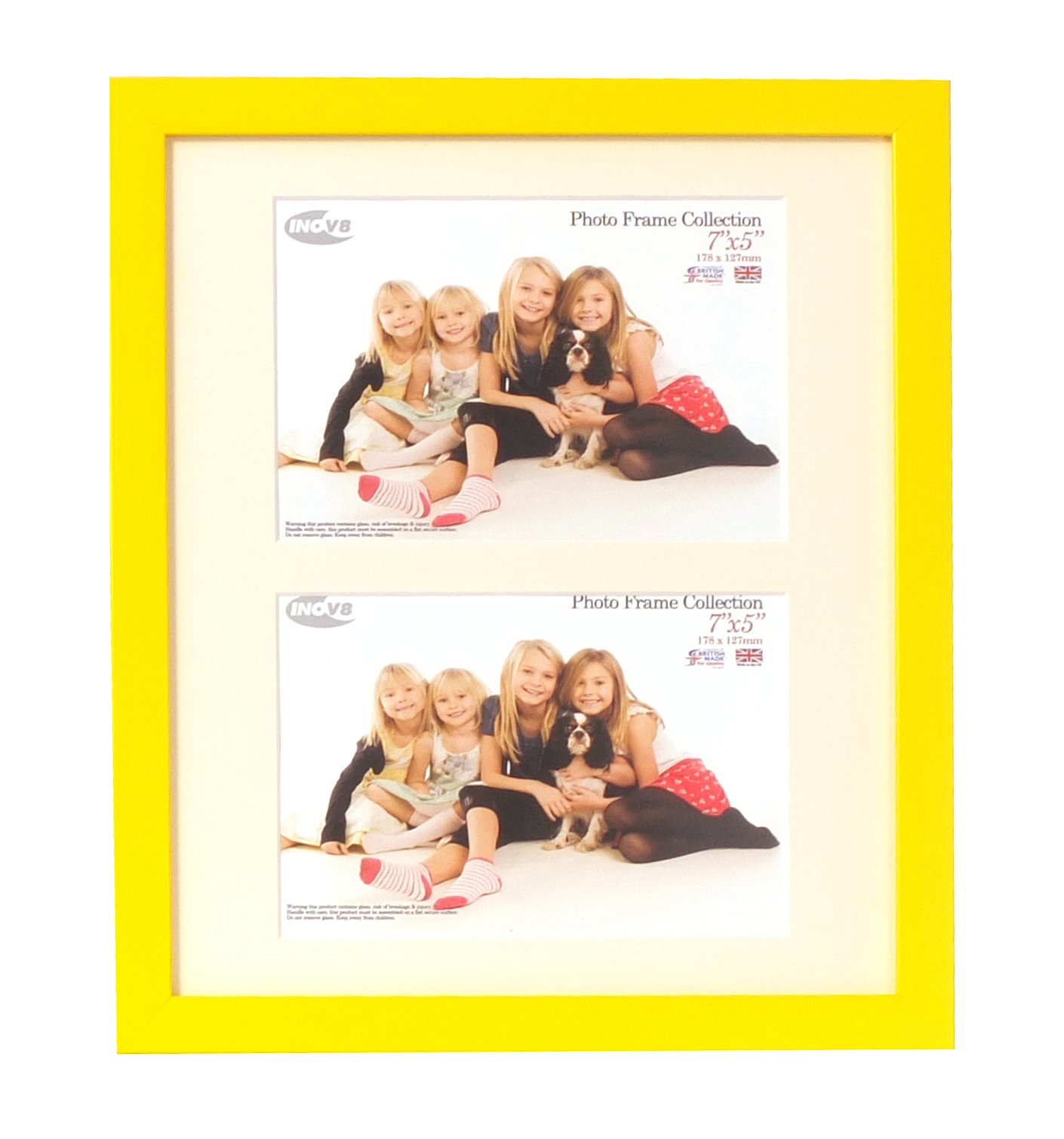 Inov8 Framing Photo Frame, Canary Yellow, Dual Apperture 7x5