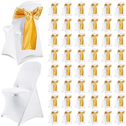 Lounsweer 100 Pcs Folding Chair Cover Set with 50