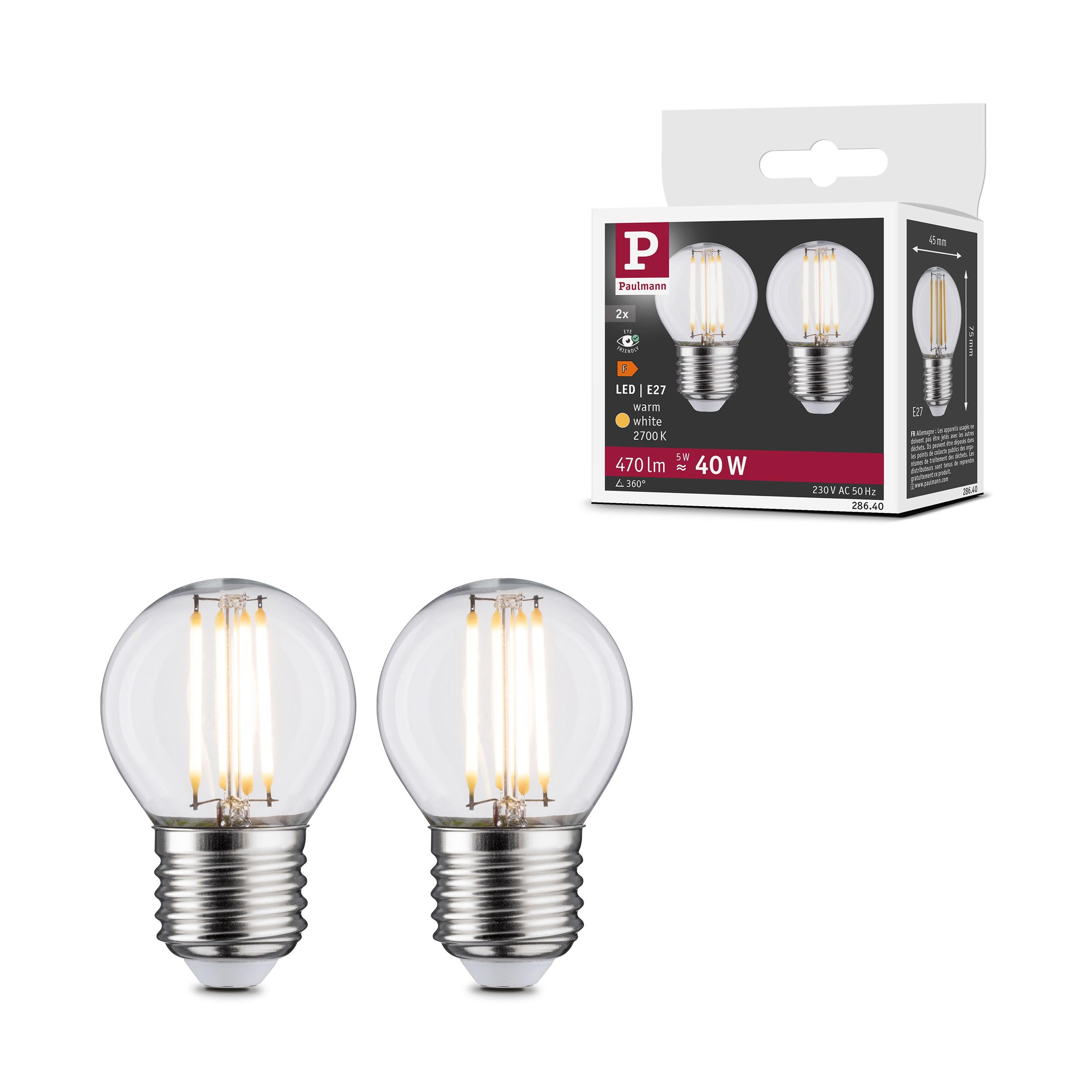 Paulmann 28640 LED lamp Drop 2x5 watt lamp Clear Bulb Illumination 2700 K E27