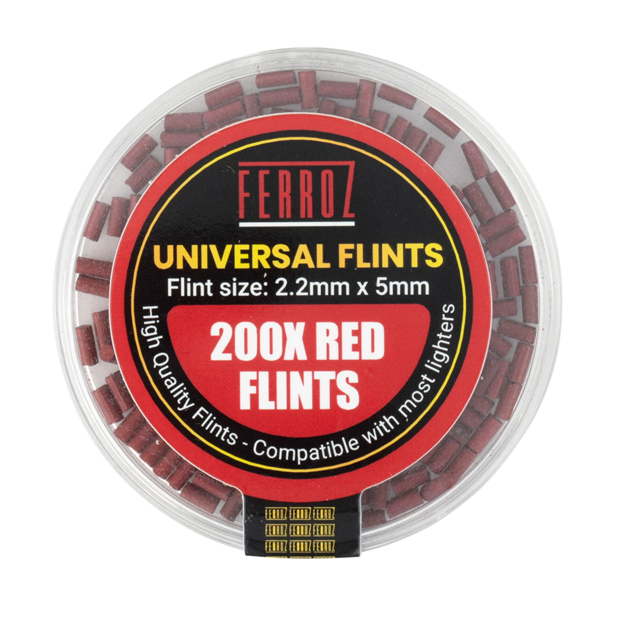 FERROZ Universal Lighter Flints - Replacement Flint Compatible with Most Lighters (Red, 200)