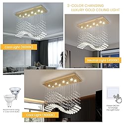Siljoy 8 Lights Rectangular Wave Crystal Chandelier