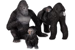 Terra by Battat – 4 Pcs Gorilla Toys Family Set – Realistic Gorilla Figurines – Zoo Animal Toys for Kids and Toddlers 3+ – Plastic Jungle Animals