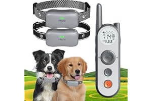 Htcuto Wireless Dog Fence System for 2 Dogs Electric Wireless Fence for Dogs with 2 Collars 856 Acre Outdoor Boundary Portable Safe Pet Containment System Large Medium Dogs Training Collar with Remote