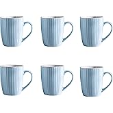 MIWARE 11 Ounce Porcelain Mugs, Set of 6 Coffee Mugs for Tea, Milk, Hot Cocoa, Light Blue