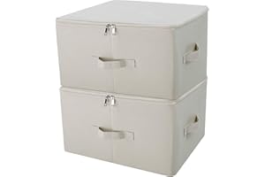 iwill CREATE PRO Collapsible Storage Bins with Lids, Storage Cubes, Tide Up Your Closet, Beige, Set of 2