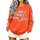 Dry Bones Come Alive Halloween Sweatshirts For Women Christian Shirts | Halloween Clothes Skeleton Print Sweatshirt Long Sleeve Crewneck Sweater Oversized Graphic Tees