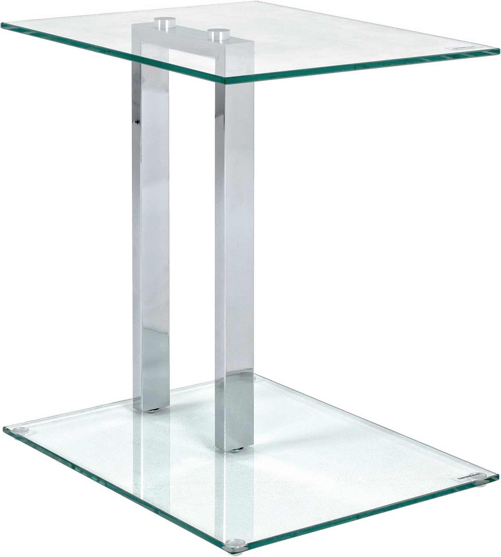 HAKU MöbelEnd Table Chrome, Metal, Tempered Glass 8 mm - Size: W 45 cm X H 50 cm X D 35 cm, Style: Modern