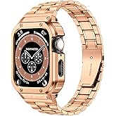 MioHHR Stainless Steel Watch Band with Case Compatible with Apple Watch Ultra3/2/1 Series 11 10 9 8 7 6 5 4 3 2 1 SE3/2/1, Metal Strap with Protective Cover for iWatch 49/46/45/44/42/41/40/38mm Men