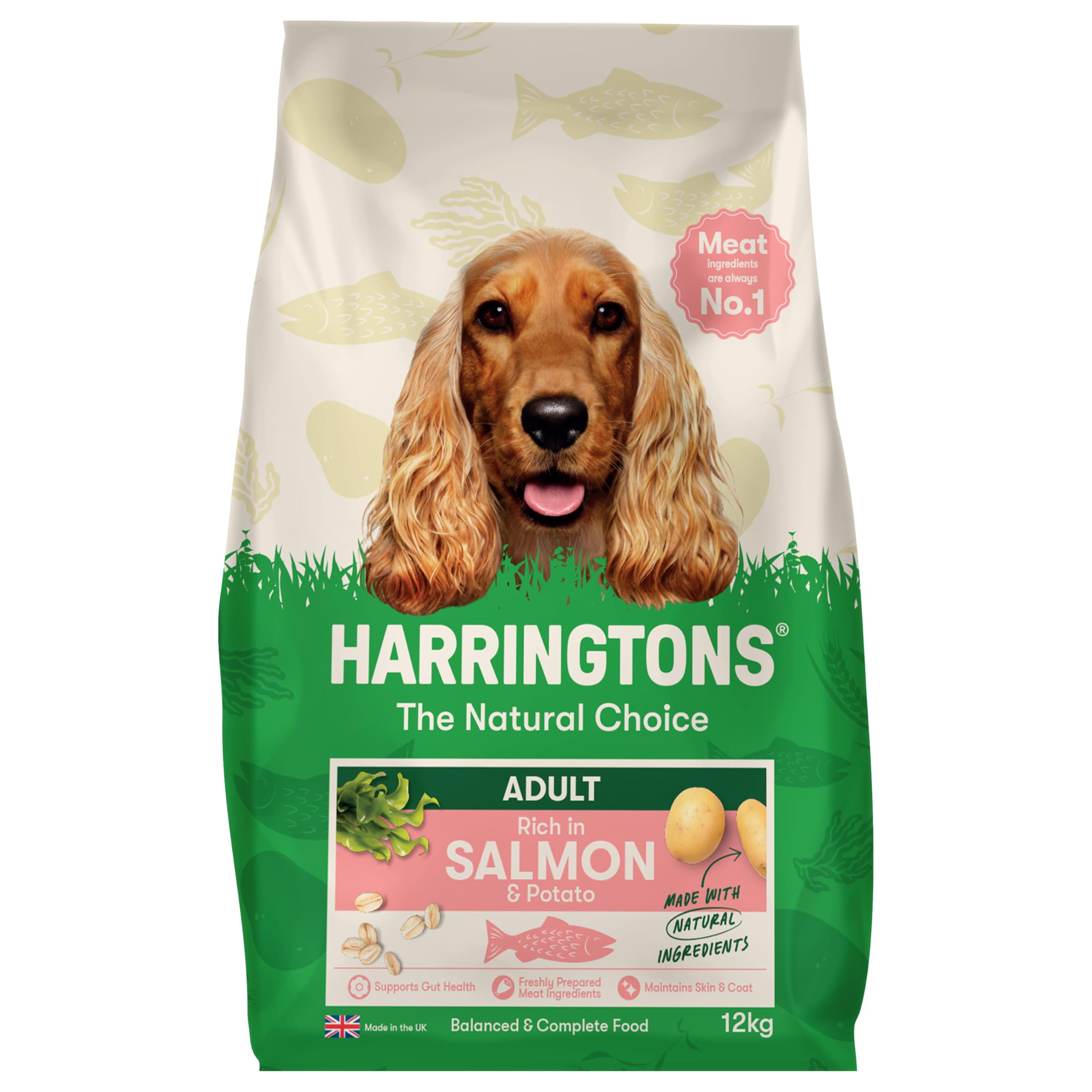 Harringtons Complete Dry Adult Dog Food Salmon & Potato 12kg - Made with All Natural Ingredients (Packaging may vary)