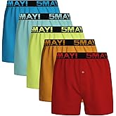 Natural Feelings Men's Cotton Knit Boxer Shorts Colorful Mens Tartan Plaid Boxers Underwear for Men 5-Pack S-XXL