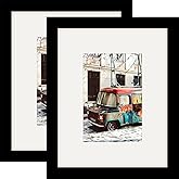 Picture Frames 8x10 Black Nature Solid Wood 2 Pack for Wall Mount and Tabletop Display