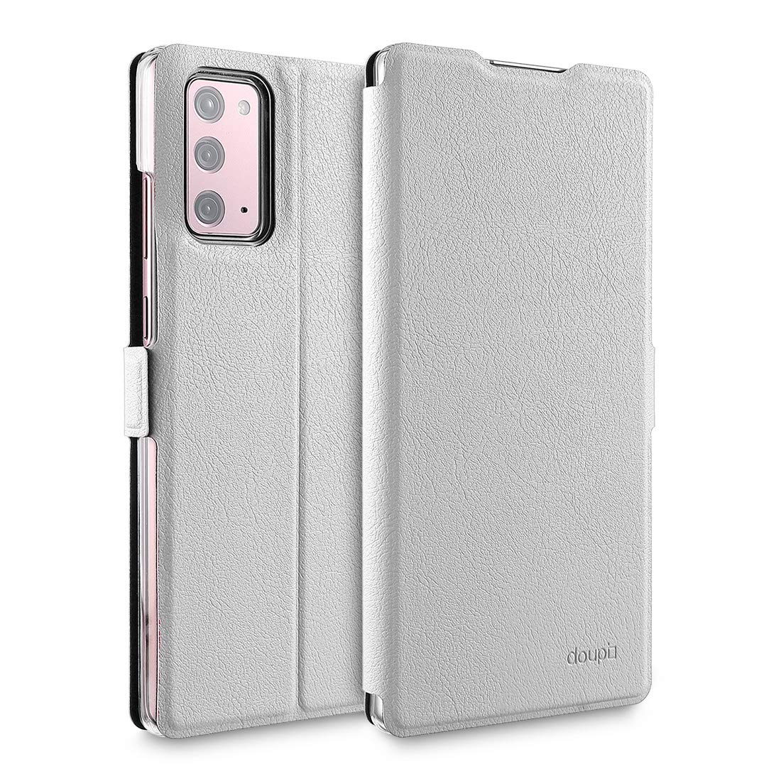 doupi Flip Cover for Samsung Galaxy Note 20, Magnet Protective Flip Case Book Style Screen Protector Stand, white