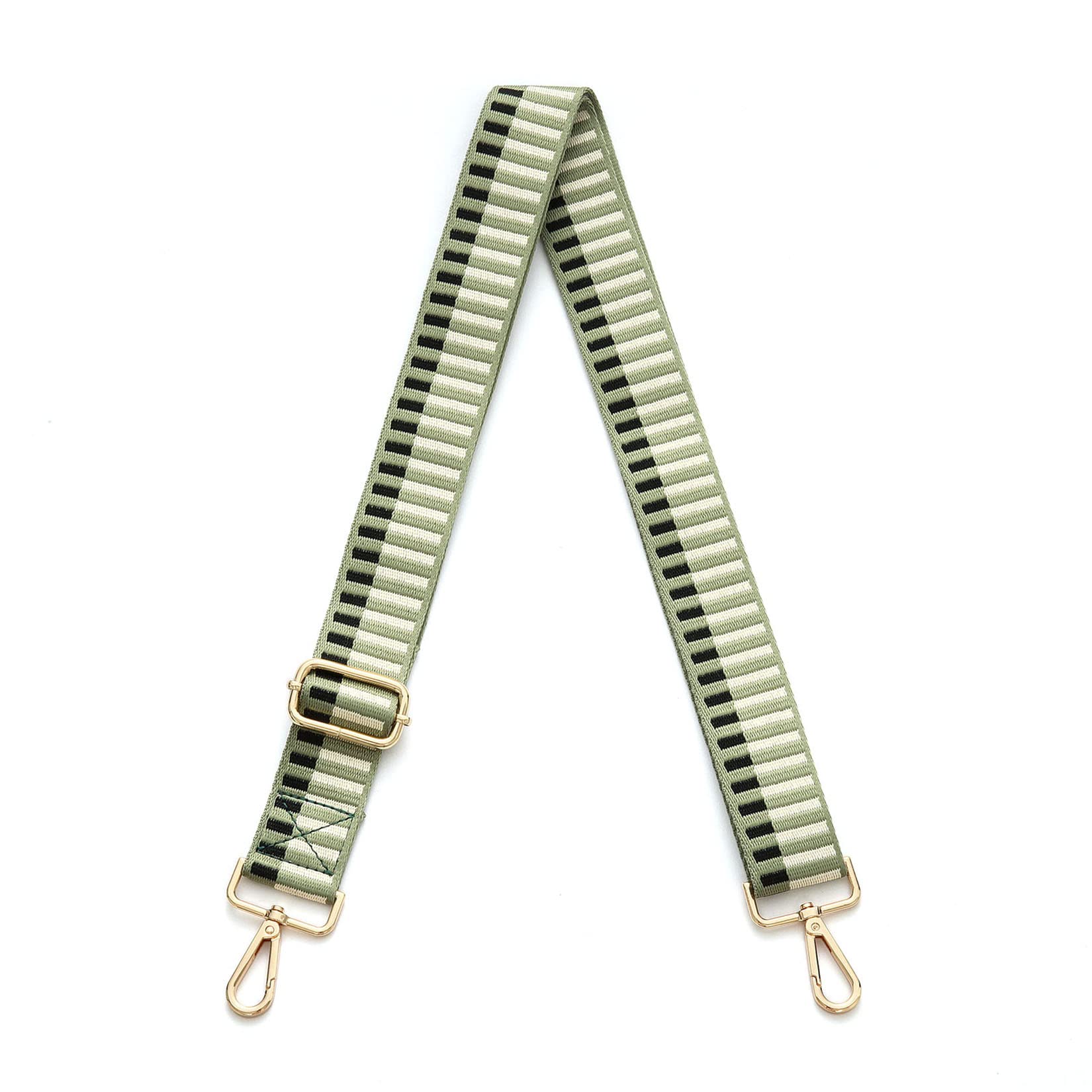 Senral Wide Purse Straps Replacement Crossbody Striped Straps Replacement Shoulder Strap with Gold Bucket (grass green)