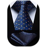 HISDERN Ties for Men Plaid Checkered Tie with Pocket Square Woven Business Formal Necktie Handkerchief Set Wedding Party