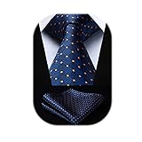HISDERN Ties for Men Navy Blue Checkered Tie with