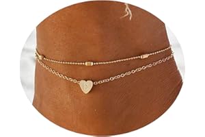 Kyerlyn Tiny Initial Heart Anklet 18K Gold Plated Dainty Personalized Letter Heart Charm Anklet Layered Cute Beaded Handmade Carved Alphabet A-Z Layer Anklet Summer Beach Gift for Her