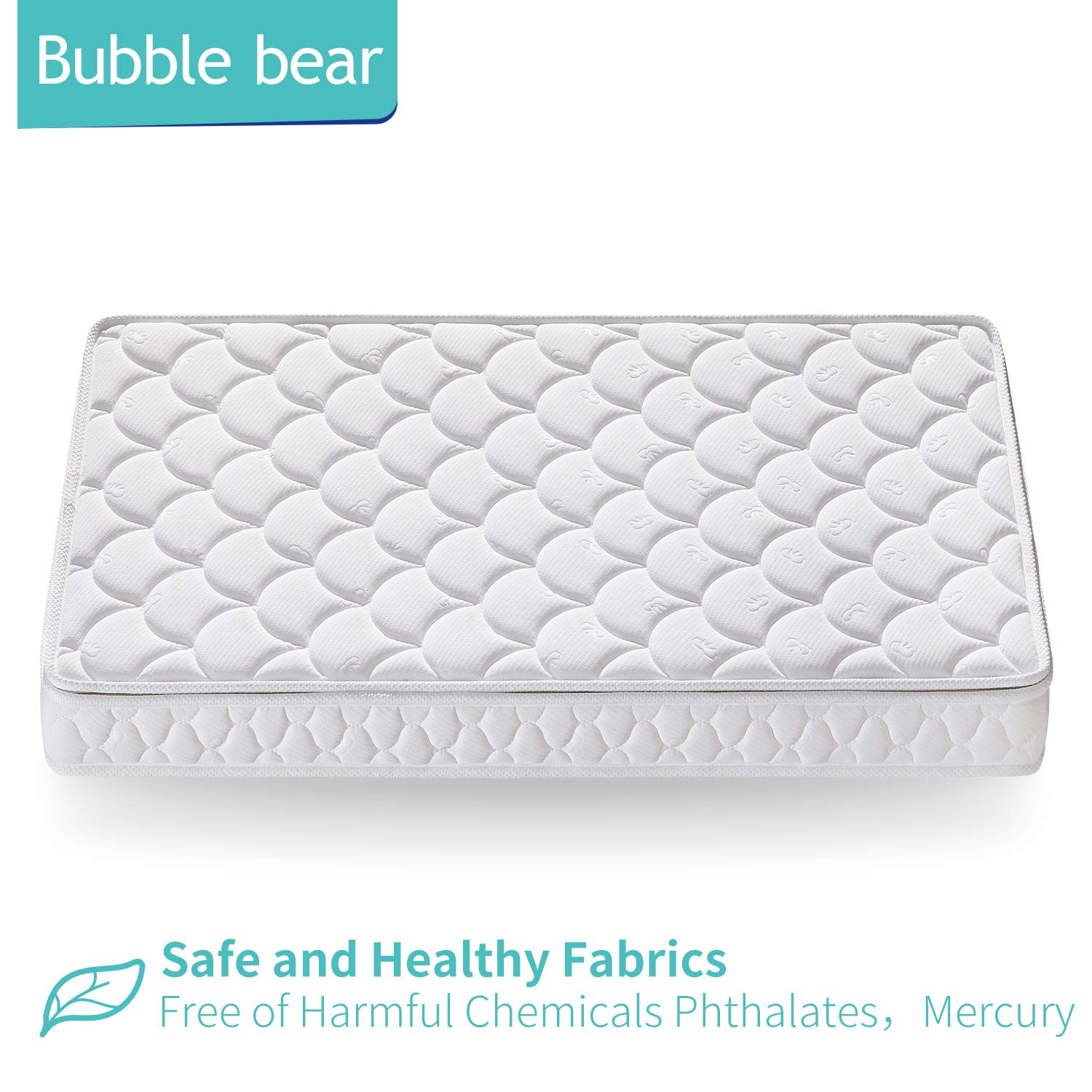 【2020 New Version】 Bubble bear Knitted Premium Foam Crib Mattress and Toddler Mattress with Removable Washable Protector Cover| Good Flexibility | Breathable|Feel Soft|Size:52X27.6X4.8(White) : Baby