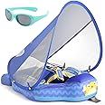 Mambobaby Float with Canopy and Tail New Upgraded Non-Inflatable Baby Pool Float Mambo Float Swim Trainer Solid Infant Swim Float Adjustable Pearl Foam Baby Swim Ring