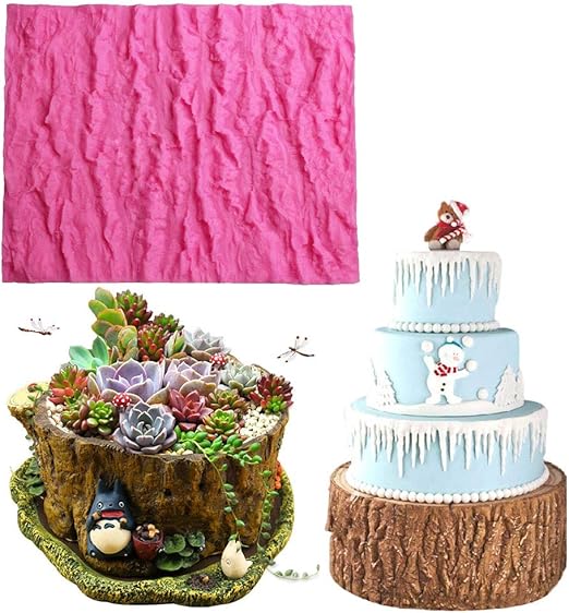 Amazon Com Wyd Tree Bark Texture Mats Fondant Mermaid Silicone Mold Handmade Soap Mold Cake Mold Decorating Fondant Baking Mold Kitchen Dining