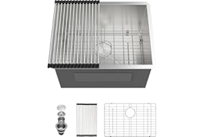 Sarlai Undermount Laundry Sink 24 Inch - 13 Inch Deep Undermount Laundry Utility Sink Single Bowl Kitchen Sinks 16 Gauge Stainless Steel Laundry Tub Sinks Basin