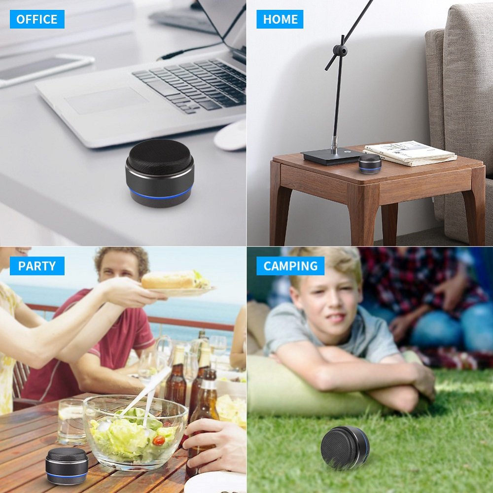 Portable Bluetooth Speaker,Hcman Mini Wireless Stereo Speakers with Hands Free Phone Calling Mic,Micro SD TF Slot,for iPhone,iPad,Samsung,etc (Black)