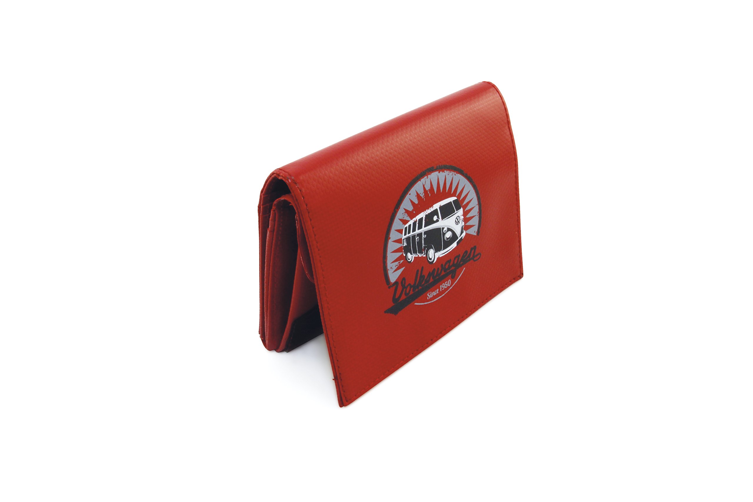 BRISA VW Collection - Volkswagen Retro Vintage Money Bag Purse Wallet Made of Tarpaulin with T1 Bus Campervan Design (Vintage/Red) — image 1