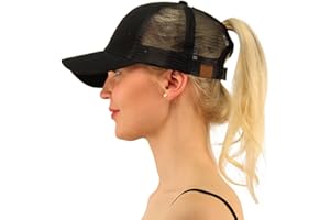 Ymombest Ponytail Baseball Cap Messy High Bun Adjustable Mesh Trucker Sun Hat