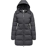 Wenven Women's Warm Thickened Parka Coat Winter Puffer Jacket with Removable Hood