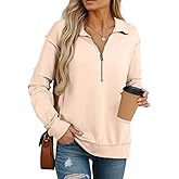 BLENCOT Womens Oversized Sweatshirt Half Zip Fleece Pullover Long Sleeve Fall Side Slit Tops