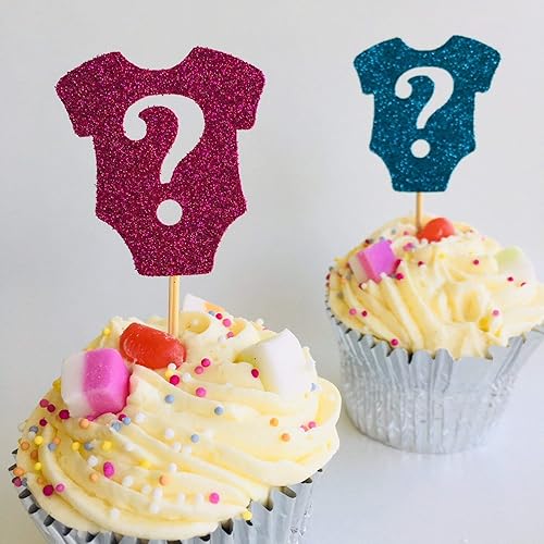 12 X Gender Reveal Onesie Cup Cake Topper Baby Shower Decor