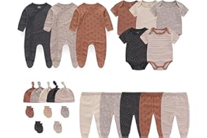 MAMIMAKA Newborn Layette Gift Set 23-Piece Baby Bodysuits Infant Outfits Essentials and Accessories 0-12 Months