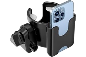 Stroller Cup Holder with Phone Holder, Universal Cup Holder for Uppababy Nuna Doona Strollers, 2-in-1 Cup Phone Holder for St