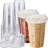 Qinsihwn 20 oz Clear Plastic Cups with Strawless
