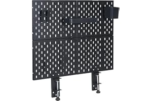 IKARE Steel Desk Clamp-on Pegboard, 25 x 20inch Gaming Accessories for Desk, Office Desk Accessories & Workspace Organizers, Peg Doard Display Stand, Essential for Efficient Work & Play
