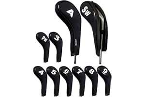 Andux Number Print Golf Iron Club Head Covers with Zipper Long Neck 10pcs/Set