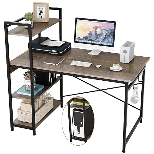 Engriy Computer Desk with 4 Tier Shelves for Home Office, 47" Writing ...
