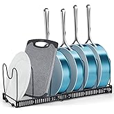 XSUPER Expandable Pot and Pan Organizer for Cabinet, Kitchen Storage Accessories Pot Rack Organizer, Pans and Pots Lid Organi