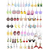 36 Pairs Cute Weird Fun Earrings for Teen Girls Unique Funky Cool Dangle Earrings Set for Wome