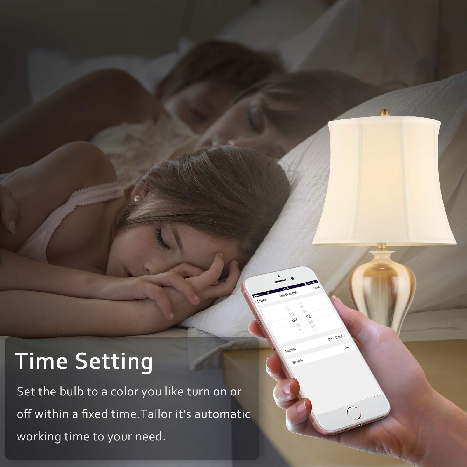 Smalux 800LM Smart LED Birne Wifi Hue Licht A60 9W E27, Warmweiß Timing-Funktion, Fernbedienung durch Smartphone Anwendbar für Alexa und Google Assistant, keine Nabe erforderlich (A60/W 1 Pack) [Energieklasse A+]