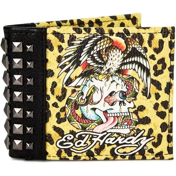 Amazon.com: ED HARDY Riveted Panther & Snake Print Studded Bifold