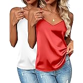 Zeagoo Women's Silk Satin Tank Tops 2026 V Neck Adjustable Spaghetti Strap Sleeveless Camisole Summer Basic Blouse
