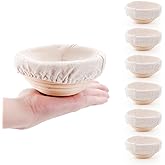 DOYOLLA Mini Bread Dough Proofing Basket & Liner (Set of 6, 5 inch), Sourdough Bread Bakery Bowls for Professional & Home Bakers