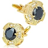 YARIEW Cufflinks for Men, Crystal Cufflinks for Groom Cuff links Shirt Accessories Men's Cuff Links for Business Wedding