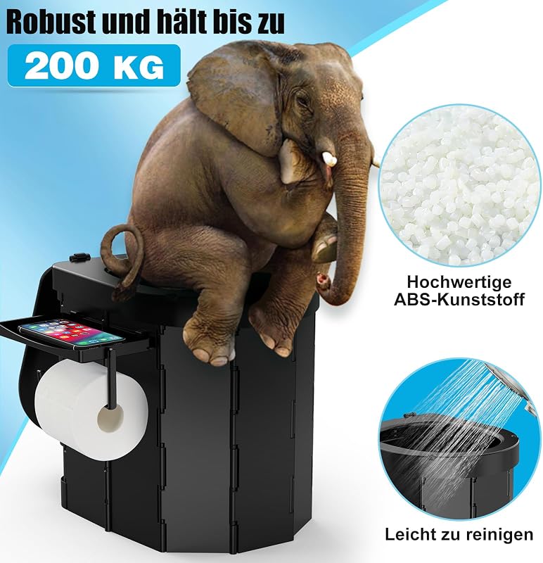 Campingtoilette Mobile Toilette Reisetoilette, Tragbare Toilette für drinnen und draußen belastbar bis zu 180kg, Falttoilette mit Beutel und Papierhalter, Camping Klo für Camping Reisen Notfall