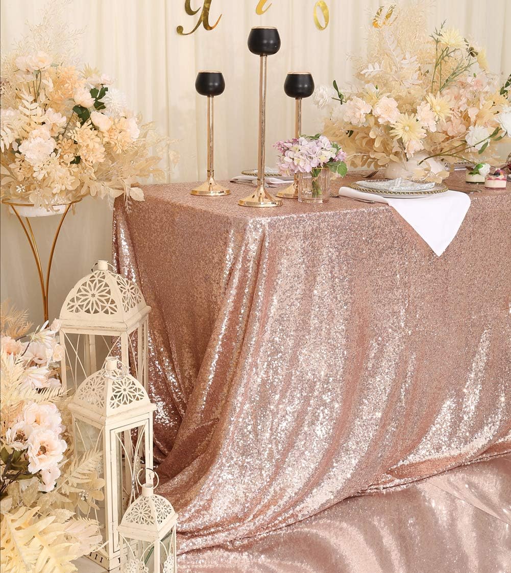 Eternal Beauty Sequin Tablecloths Rectangle Rose Gold 127 x 183 cm for wedding Halloween Chrismas Party Banquet New Year’s Day - Image 3
