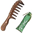 Thicken Wooden Wide Tooth Comb for Curly Hair,Large No-static Handmade 100% Natural Sandalwood Hair Comb for Head Scalp Massage,Detangling Comb for Women Holiday Gift (Green Sandalwood)